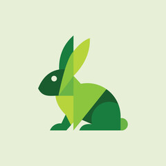 Green Rabbit Modern Geometric Minimalist Creative Design Template Logo