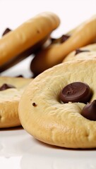 Ok Digital illustration of a single sweet cookie with chocolate chips in an isolated setting