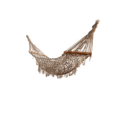 Beige hammock against black background