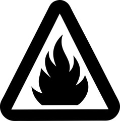 Flammable material warning sign. Hazard symbol for safety. Fire danger icon. Risk of flammable gases, liquids, solids, aerosols. Caution sticker label vector illustration.