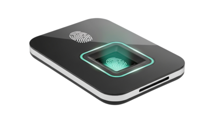Biometric fingerprint scanner for identity verification isolated PNG with Transparent Background