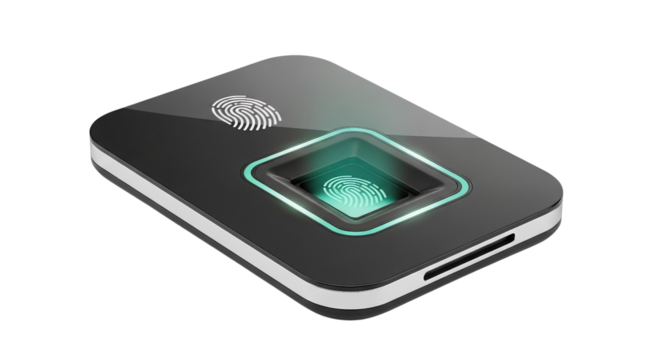 Biometric fingerprint scanner for identity verification isolated PNG with Transparent Background