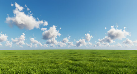 Obraz premium Green Meadow under Blue Sky