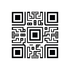 Black and white QR code with geometric patterns QR code