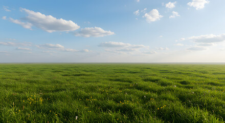 Obraz premium Green Meadow under Blue Sky