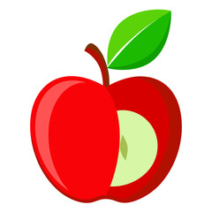 Fototapeta premium red apple with leaf