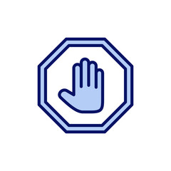 Stop icon vector. stop road sign. hand stop sign and symbol. Do not enter stop red sign with hand