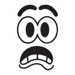 Funny cartoon shocked face expression