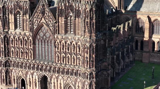 Craning upwards past Lichfield Cathedral