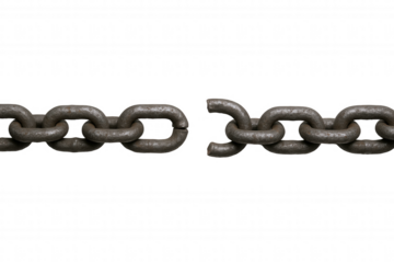 Heavy Metal Chain Severed in the Middle, Symbolizing Breakage, Failure, and the End of a Connection