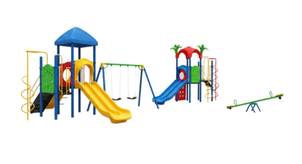 Colorful playground equipment for children isolated PNG with Transparent Background
