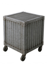 Industrial Style Corrugated Metal Cube Storage Unit with Riveted Corners and Casters