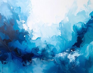 水の青の濃淡が織りなす流れるような動きと深みを感じる抽象アート背景