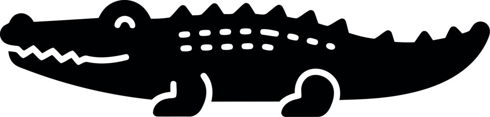 Cute black alligator silhouette simple cartoon animal