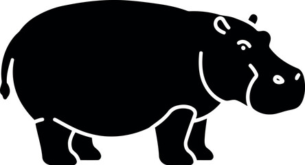 Black silhouette hippopotamus vector