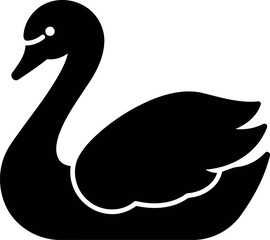 Elegant black swan silhouette icon