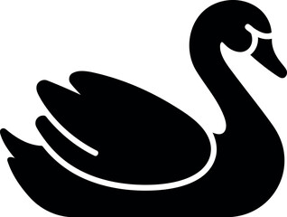 Elegant black swan silhouette icon