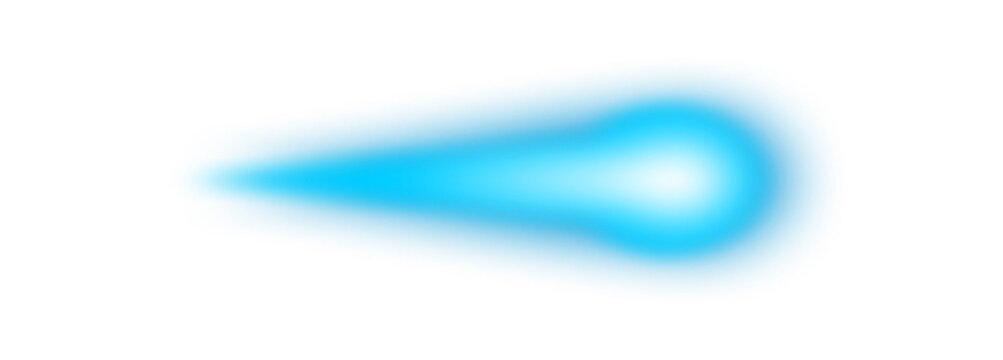 Blue energy ball or beam, laser light beam on transparent background.