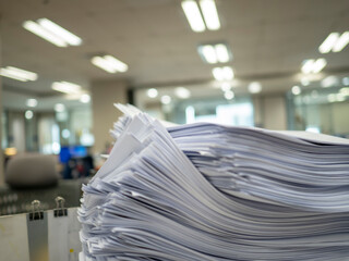 Stack of paper, Document, many jobs waiting to be done on the table, busy concept