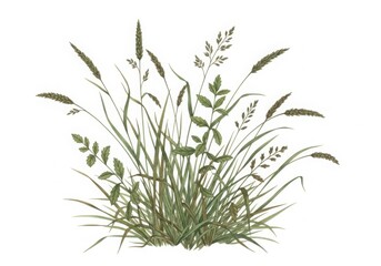 Green grass isolated on white background, a tuft of fresh vegetation