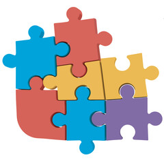 Obraz premium Connected Puzzle Pieces A Visual Representation of Collaboration and Problem Solving