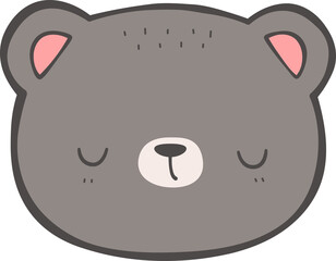 Cute teddy bear sleeping face cartoon doodle illustration