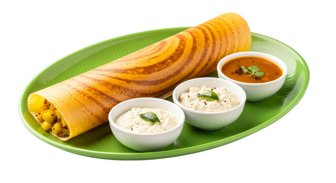 delicious masala dosa with sambar and chutney south indian cuisine