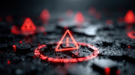 Digital Threat Alert Interface with Cybersecurity Icons and AI Warnings on Futuristic Background