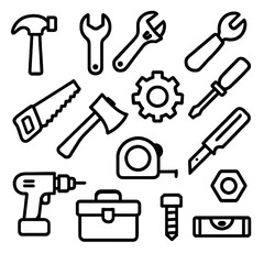 tools icon set. set of tools. tools icons set
outline tools icon set.