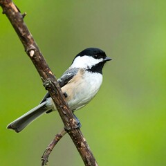 Naklejka premium Bird perched on branch, soft focus background