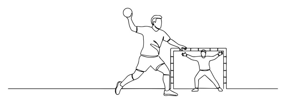 continuous line soccer goalkeeper celebrating save vector illustration
