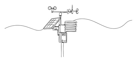 continuous line weather station instrument vector illustration