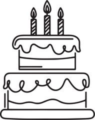 Cake icon. line art drawing style.