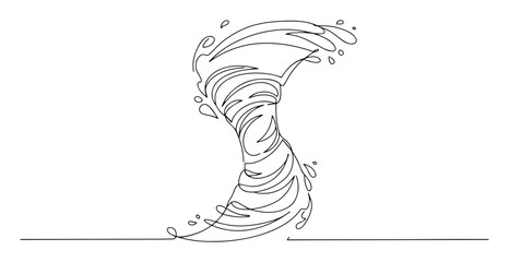 continuous one line drawing of a water vortex or whirlpool
