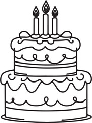 Cake icon. line art drawing style.
