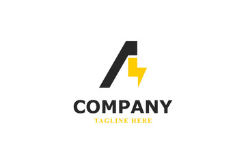 letter a lightning or electricity modern logo design