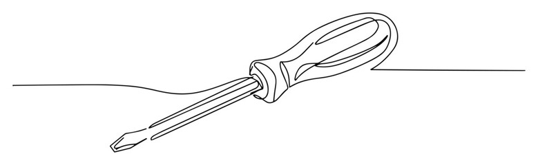 flathead screwdriver vector line illustration
