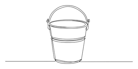 empty plastic bucket vector line drawing