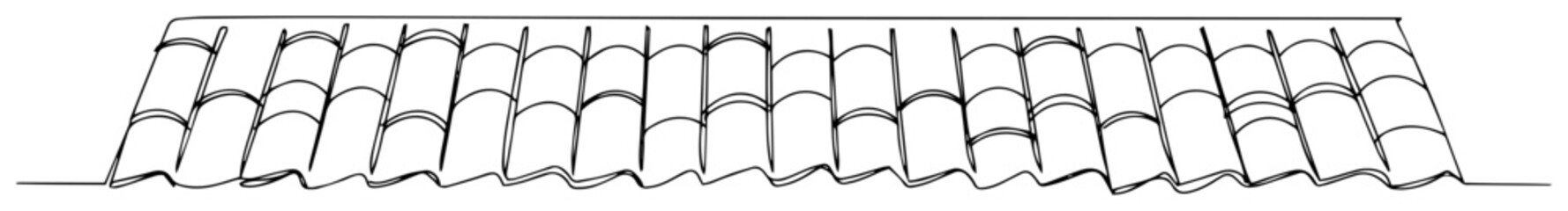 continuous one line drawing of ceramic roof tiles