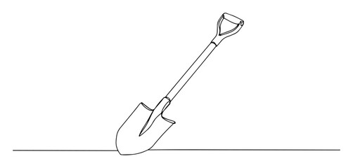continuous one line drawing of a construction shovel © Wieslaw