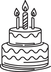 Cake icon. line art drawing style.