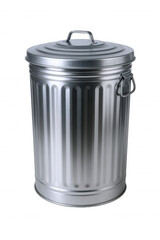 Classic Silver Metal Trash Can with Lid and Handles, Versatile for Home, Office, and Outdoor Use