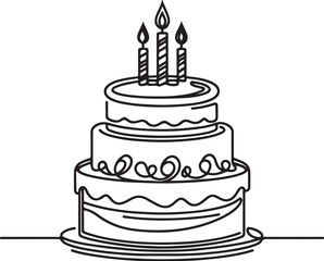 Cake icon. line art drawing style.