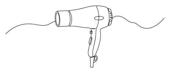 Obraz premium one continuous line drawing of a professional hairdryer appliance vector