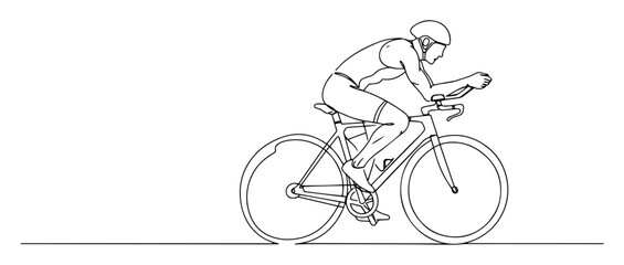 single continuous line drawing of a cyclist on a time trial bike vector lineart