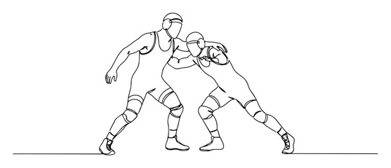 wrestling double leg takedown fighters sport line illustration vector monoline outline