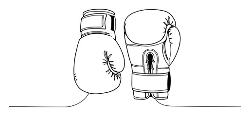 boxing gloves pair combat sport vector illustration monoline thin lineart outline
