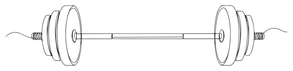 barbell weightlifting gym equipment vector illustration monoline thin lineart outline