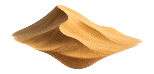 Realistic illustration of a sand dune with smooth flowing contours and rich golden hues on transparent background.