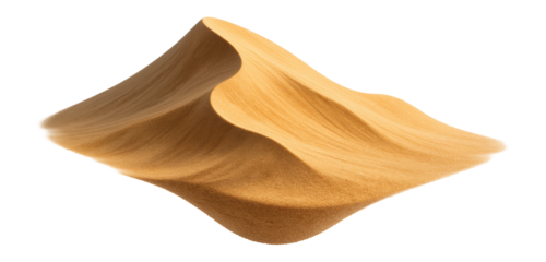 Realistic illustration of a sand dune with smooth flowing contours and rich golden hues on transparent background.